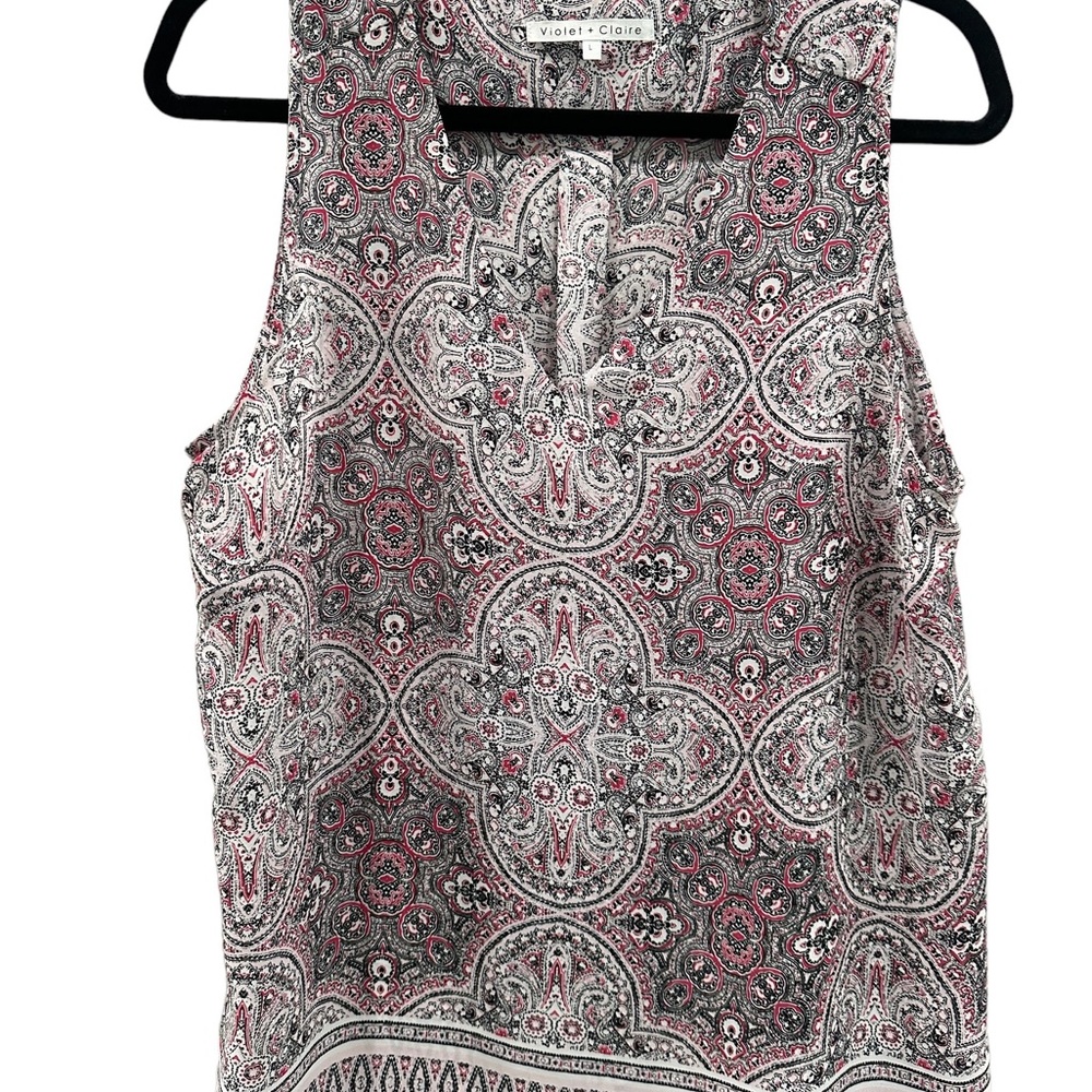 Violet & Clair Dressy Tank Tunic Black Red White size large